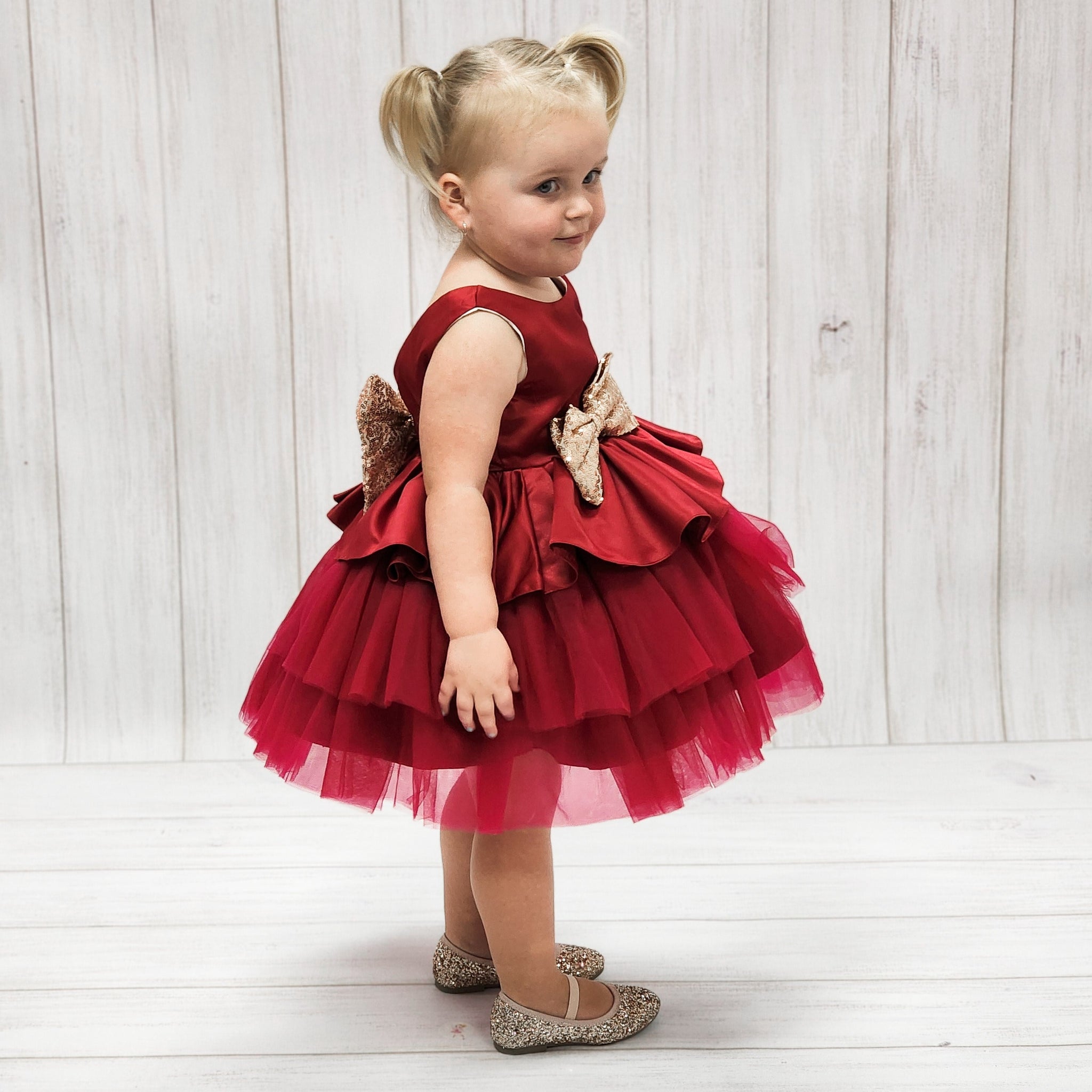 Charlotte Holly Red Tutu Party Flower Girl Dress Christmas Dress Tiny Tutus