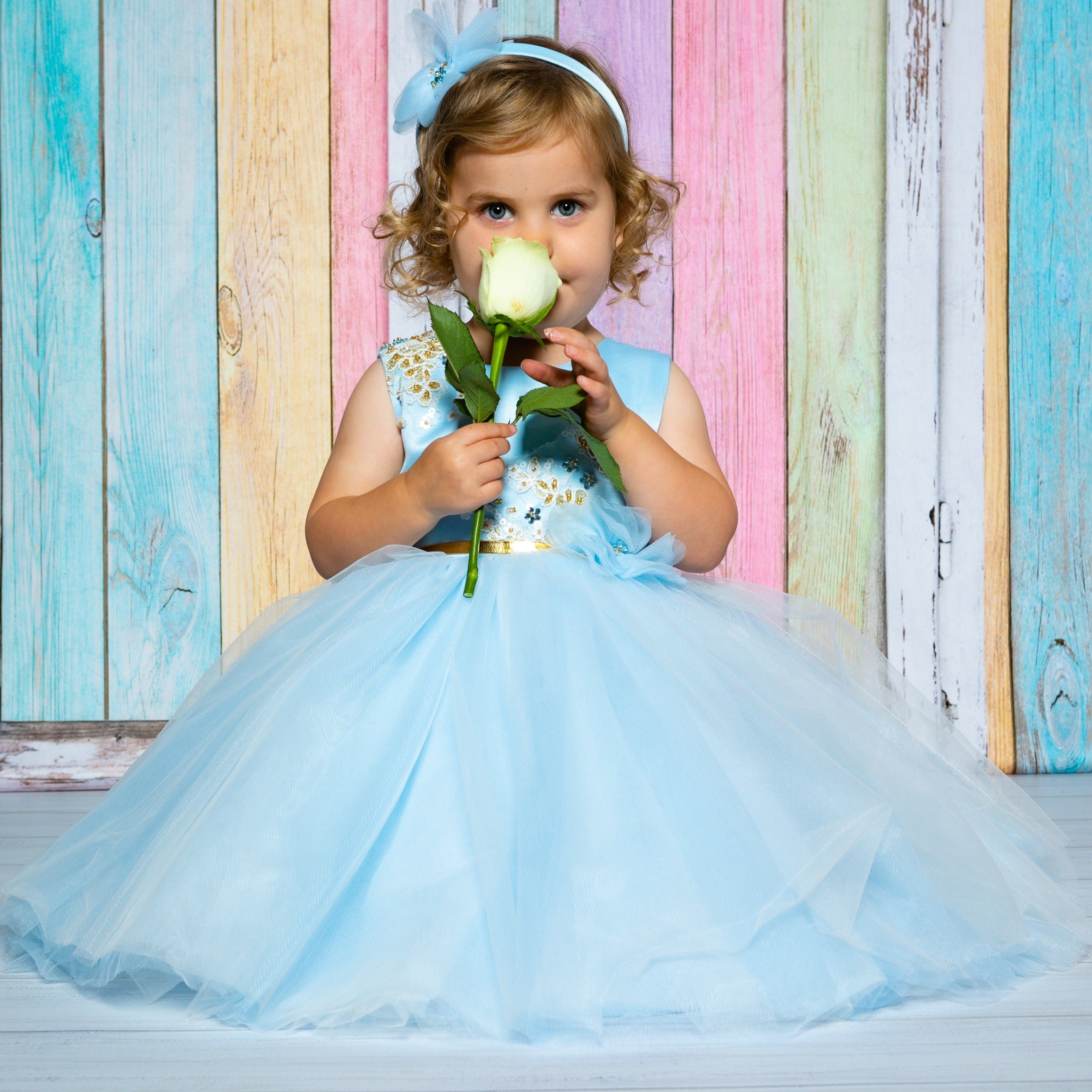 Princess Royal Blue Tutu Party Dress Flower Girl Dress – Tiny Tutus